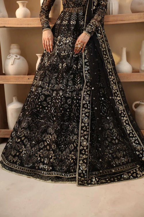 Black Sequin Pakistani Wedding Dress: Hand-Embroidered Bridal Gown