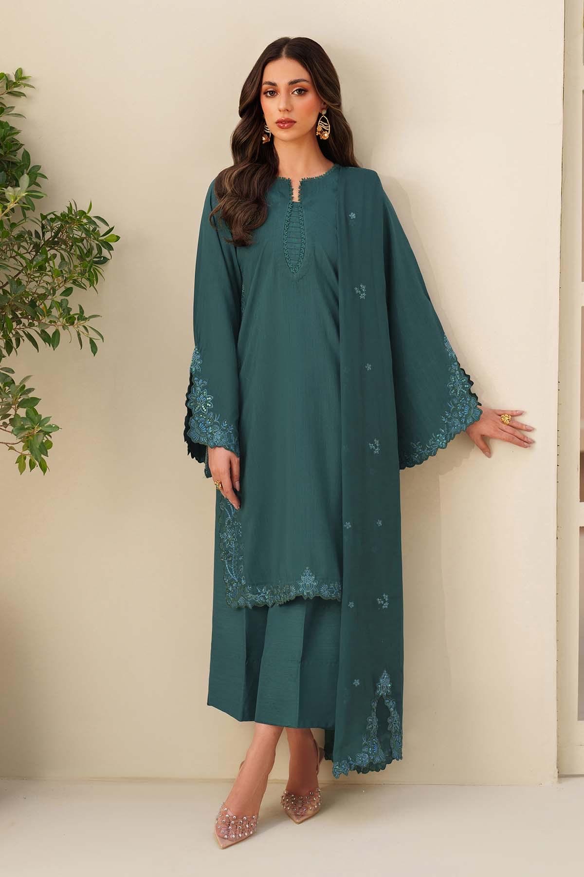 Handmade Silk Kurta Pant Set: Embroidered Chiffon Dupatta, Pakistani Dress