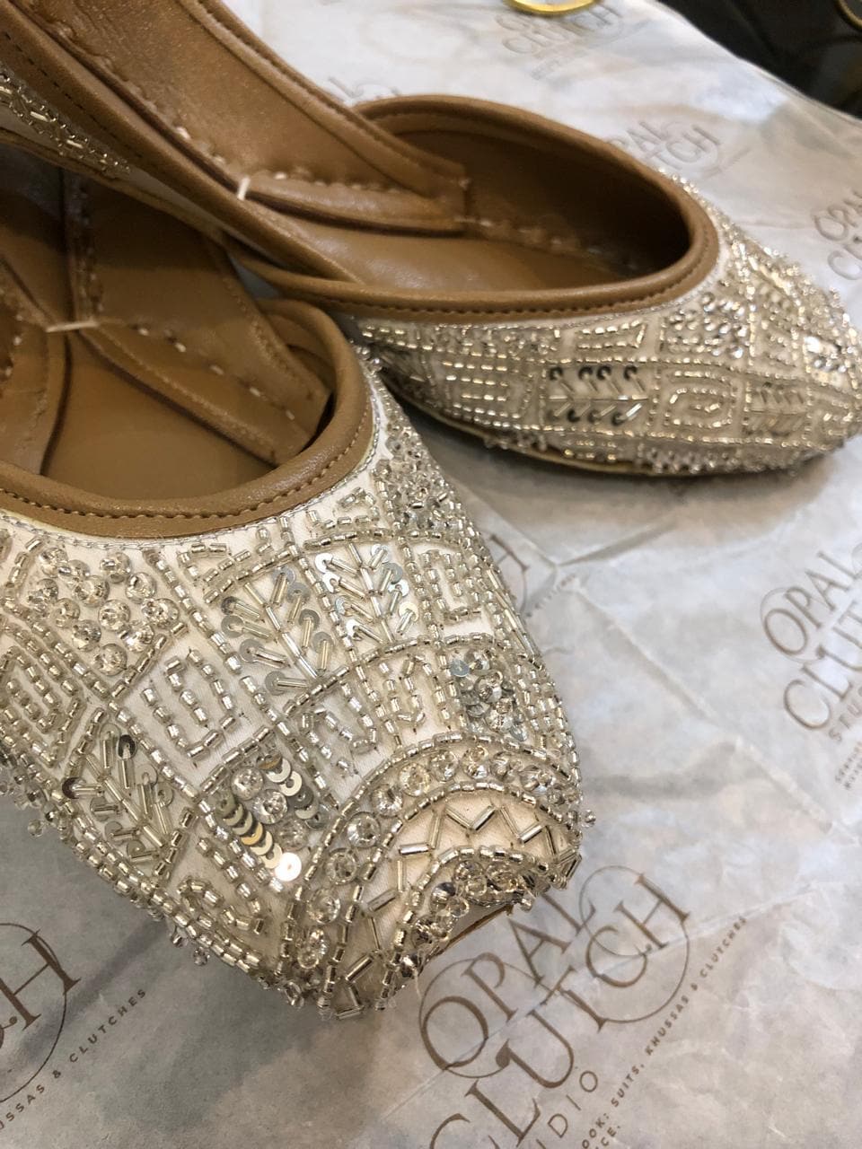 Handcrafted Silver White Vegan Jutti: Indian Wedding Mojari Khussa