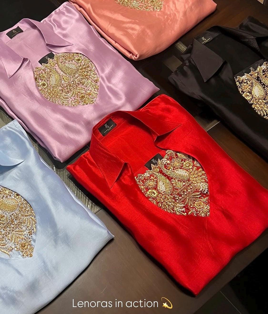 Embroidered Buttersilk Shalwar Qamiz: Magenta Indian Pakistani Outfit