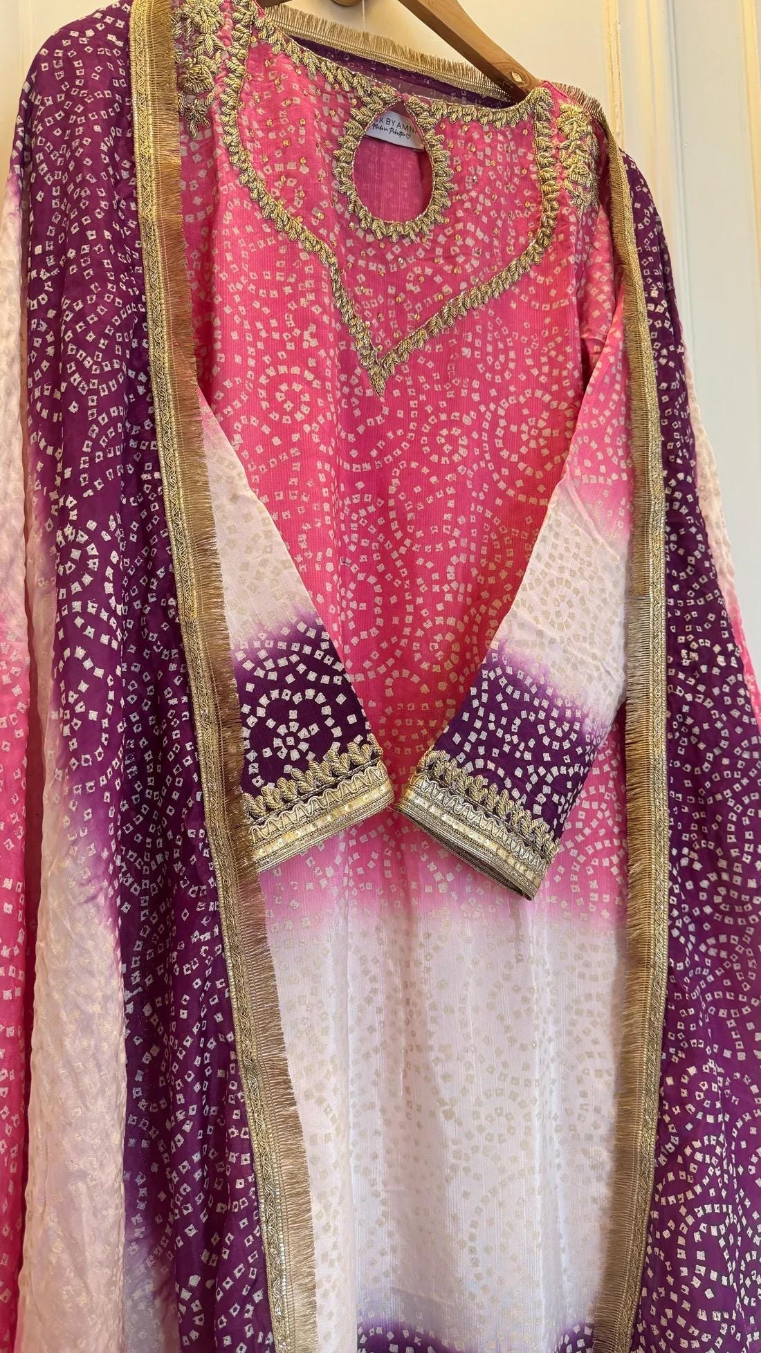 Pink Chunri Shalwar Kameez, Raw Silk Pakistani Dress Set