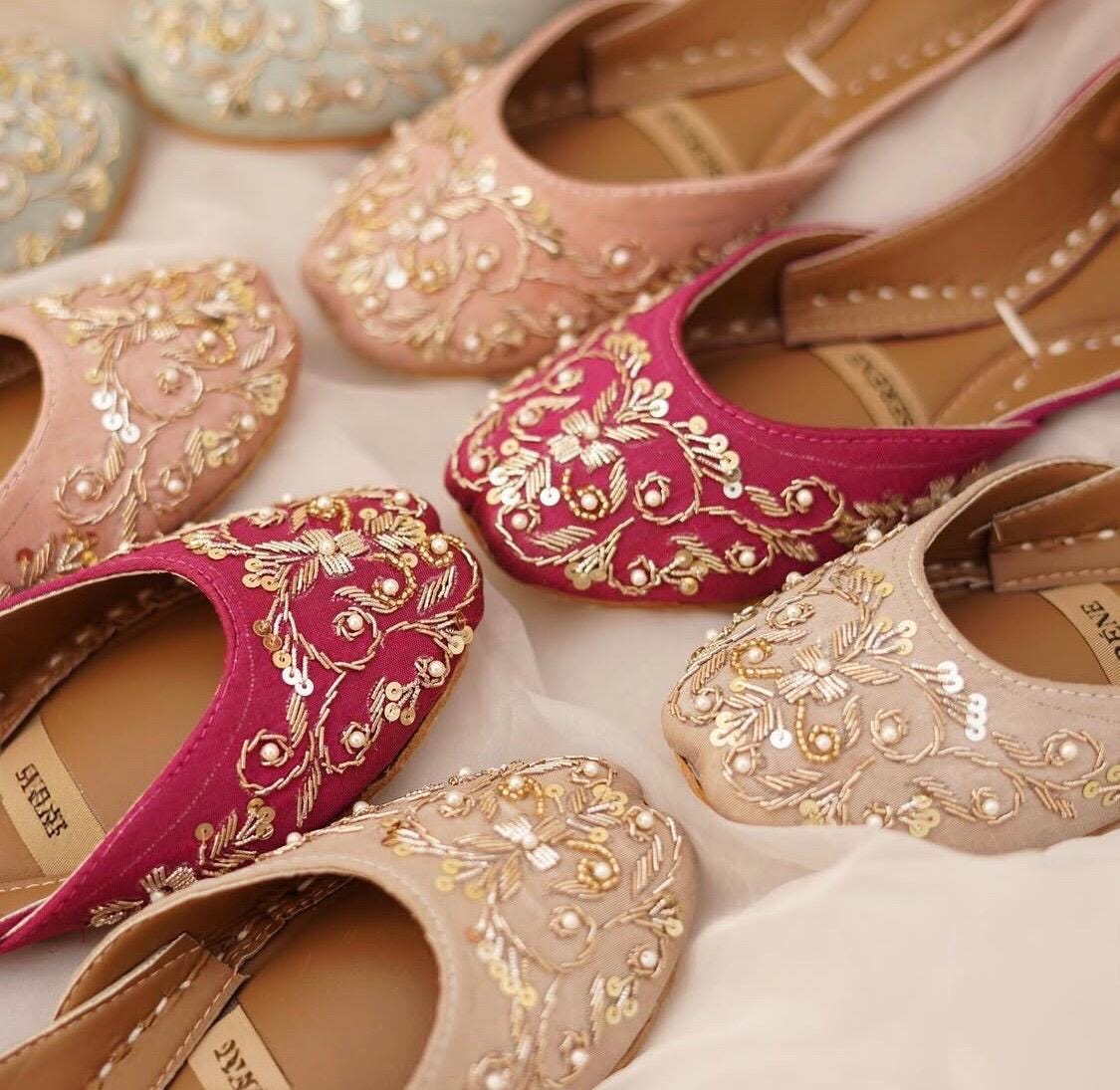Embroidered Velvet Khussa Shoes – Punjabi Jutti, Ethnic Wedding Flats