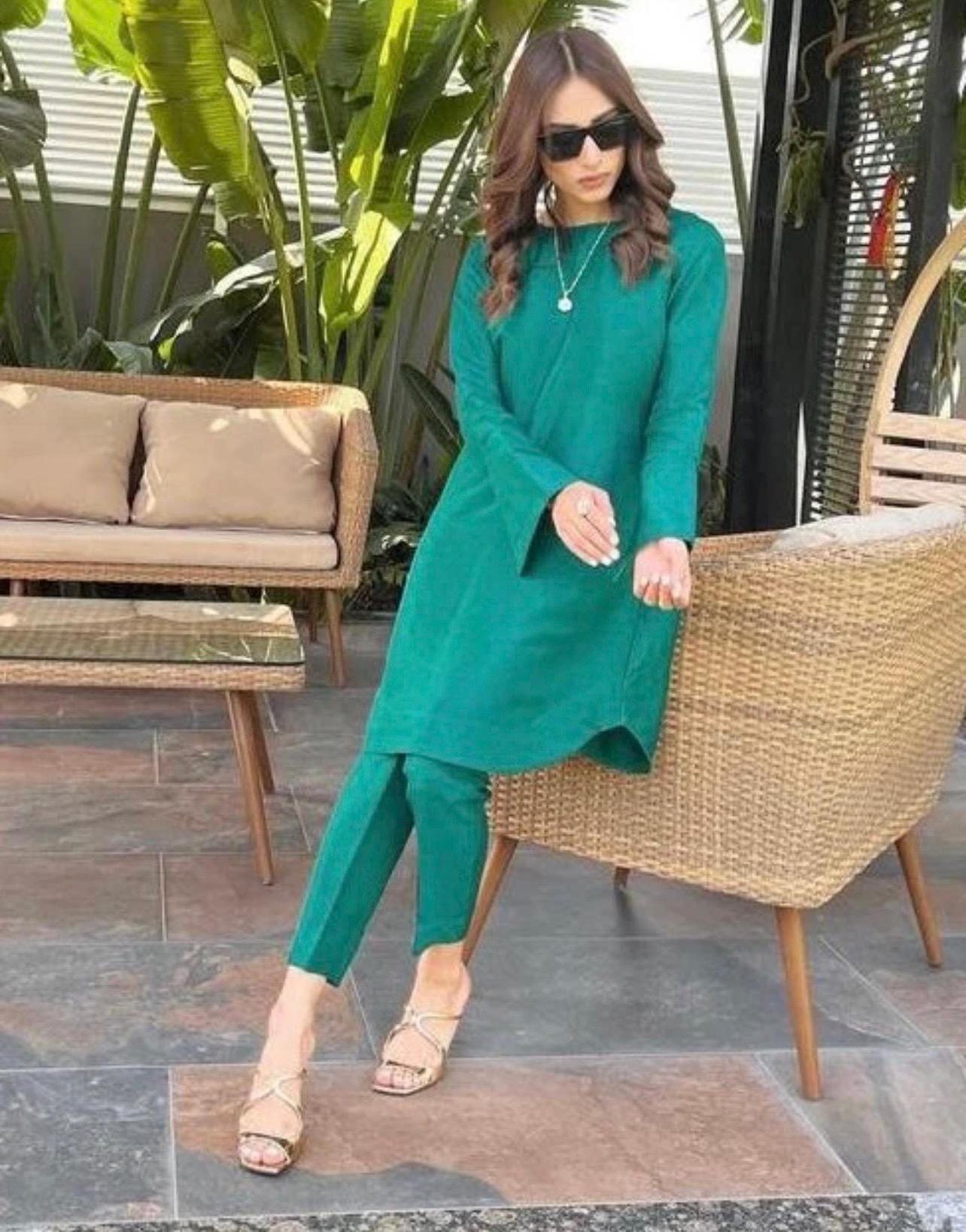 Silk Shalwar Kameez Set: Sheesha Silk Tunic, Custom Colors