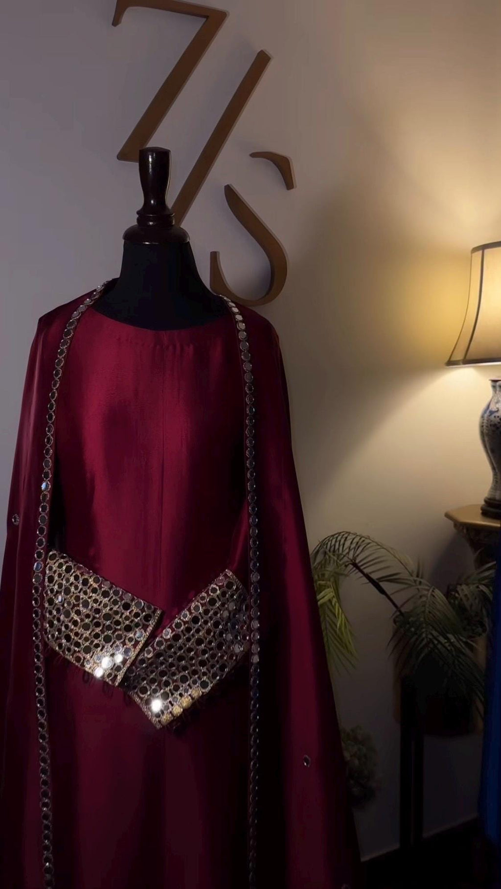 Gold Silk Kameez Shalwar, Pakistani Mirrorwork 3pc Outfit