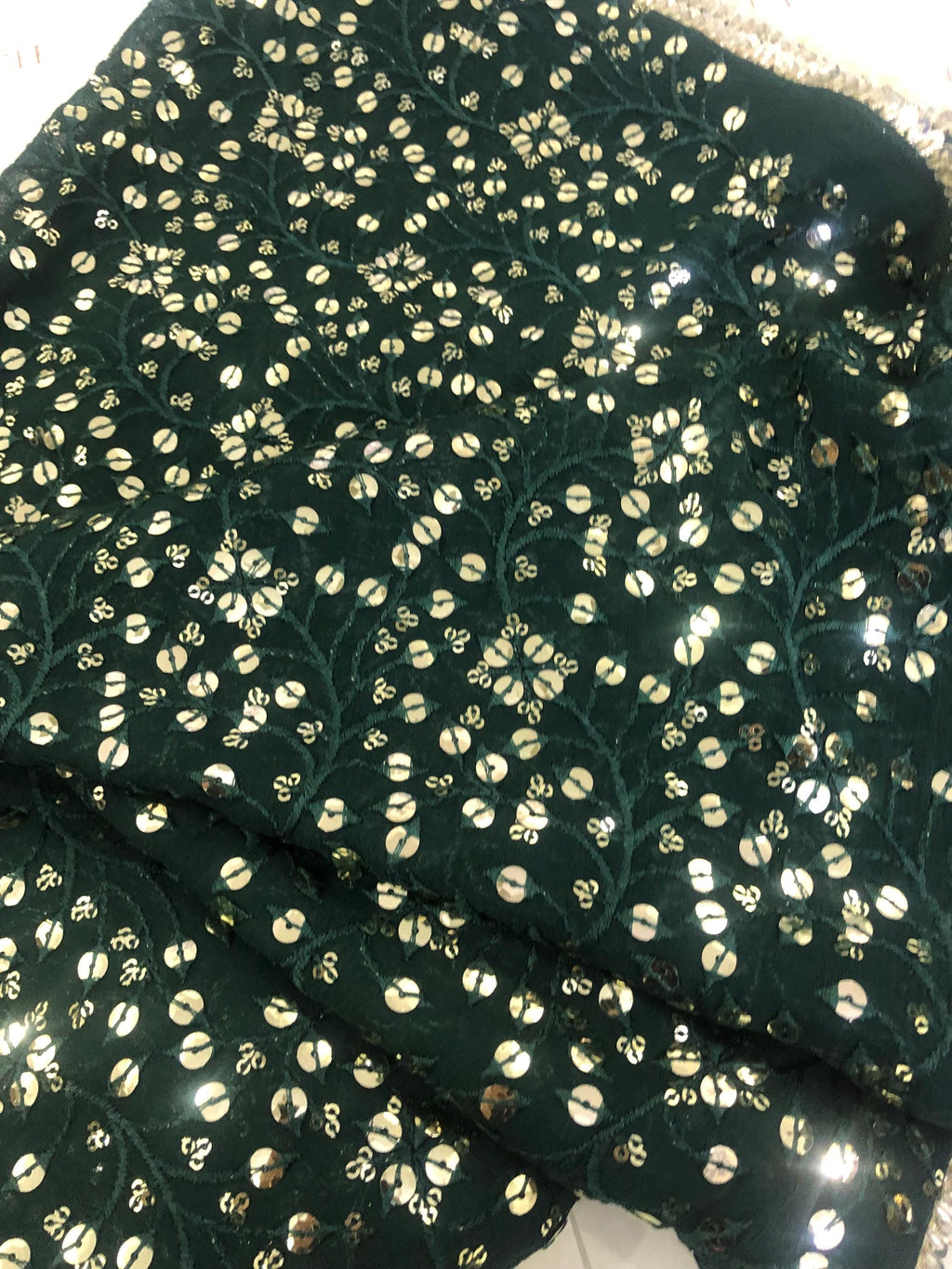 Green Sequin Dupatta: Chiffon Shawl, Embroidered Bridal Mayun