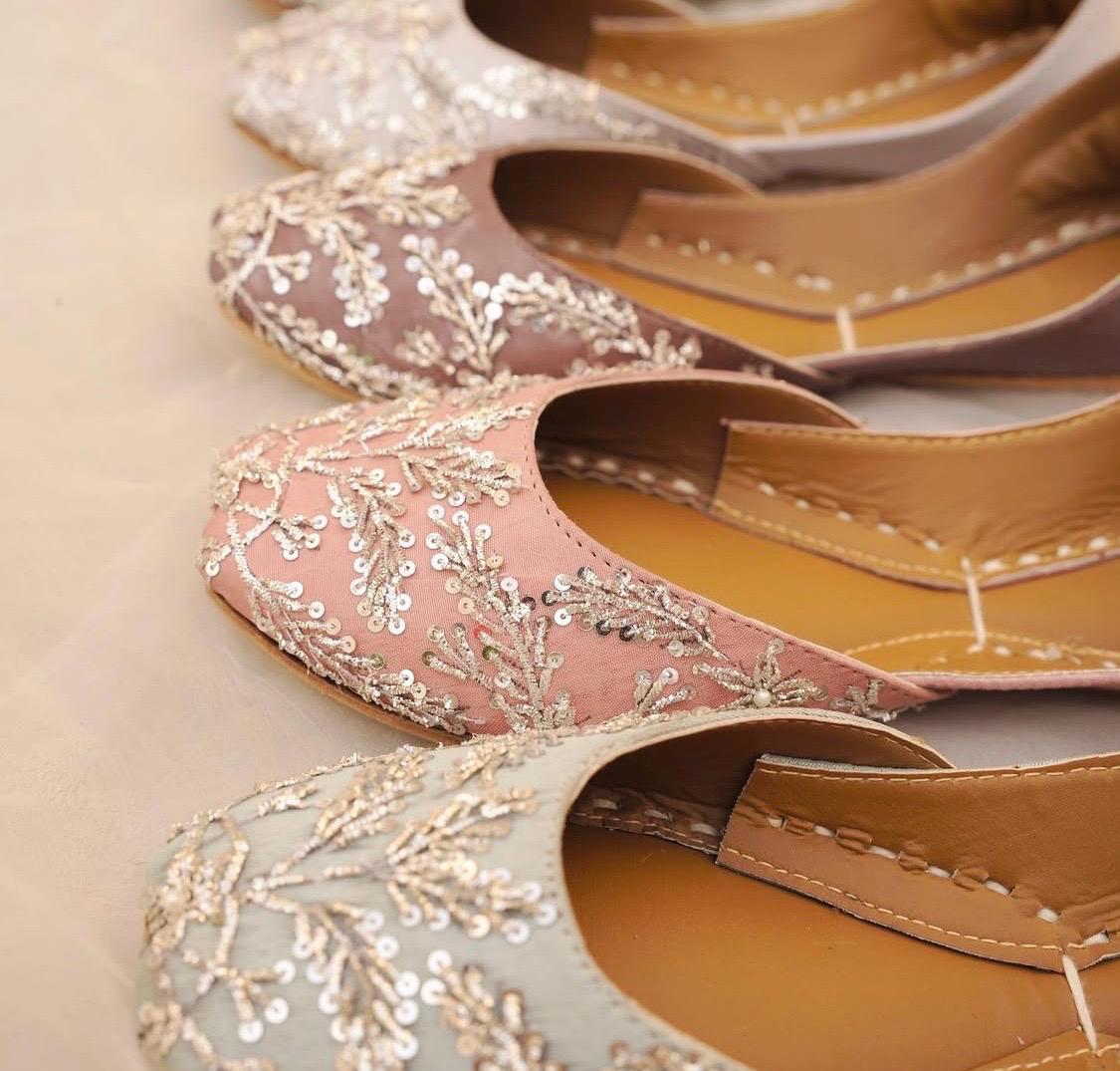 Handcrafted Juttis: Ice Blue, Powder Pink & Lavender Punjabi Flats