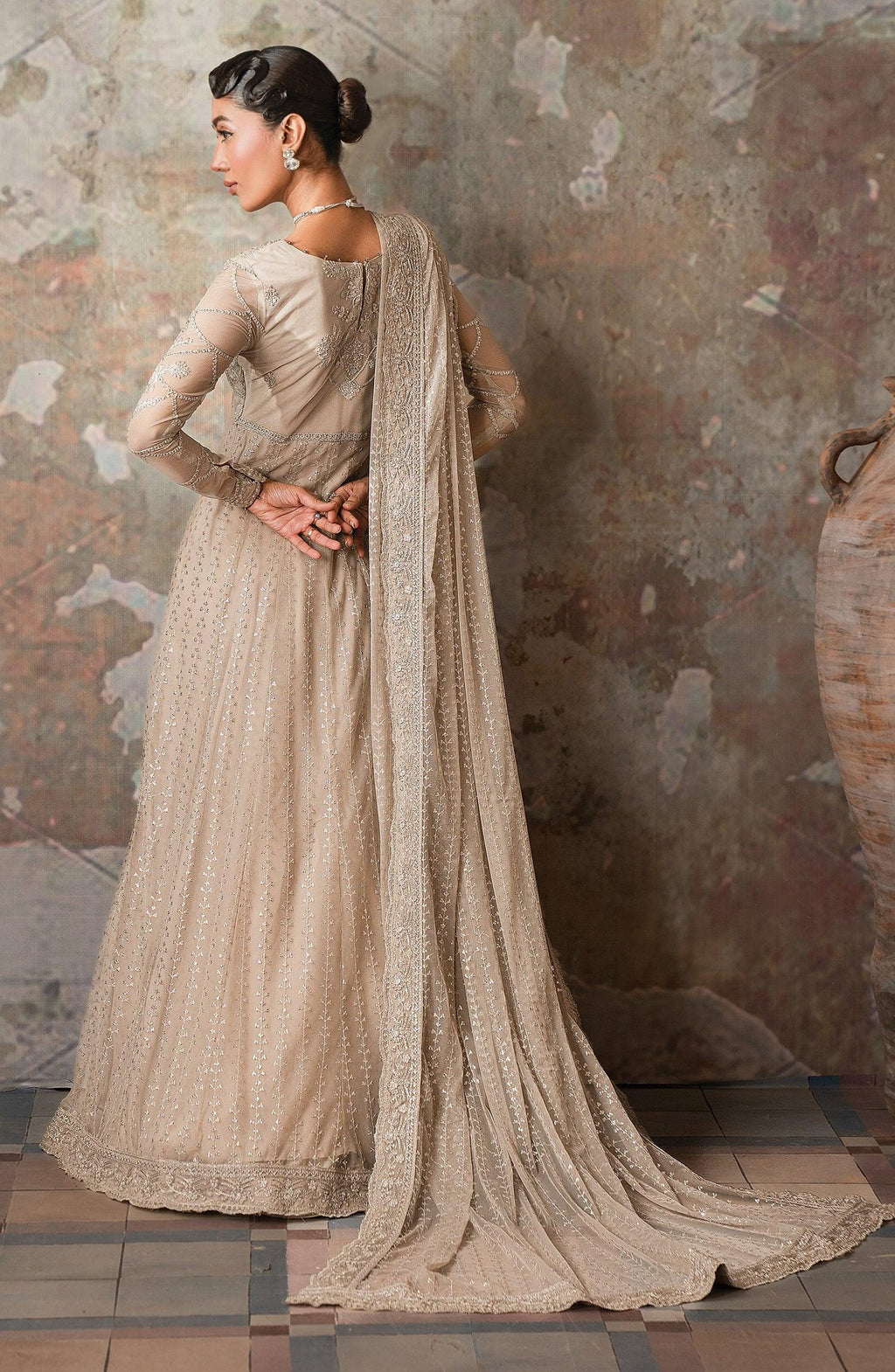 Sequined Embroidered Net Saree | Pakistani Gown, Eid & Diwali