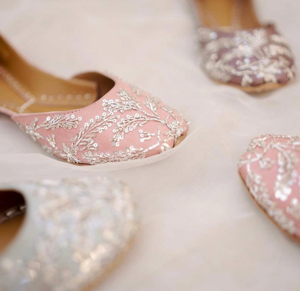 Handcrafted Juttis: Ice Blue, Powder Pink & Lavender Punjabi Flats