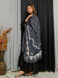 black arabic caligraphy lawn Dupatta – Urdu Poem Scarf, Traditional Style