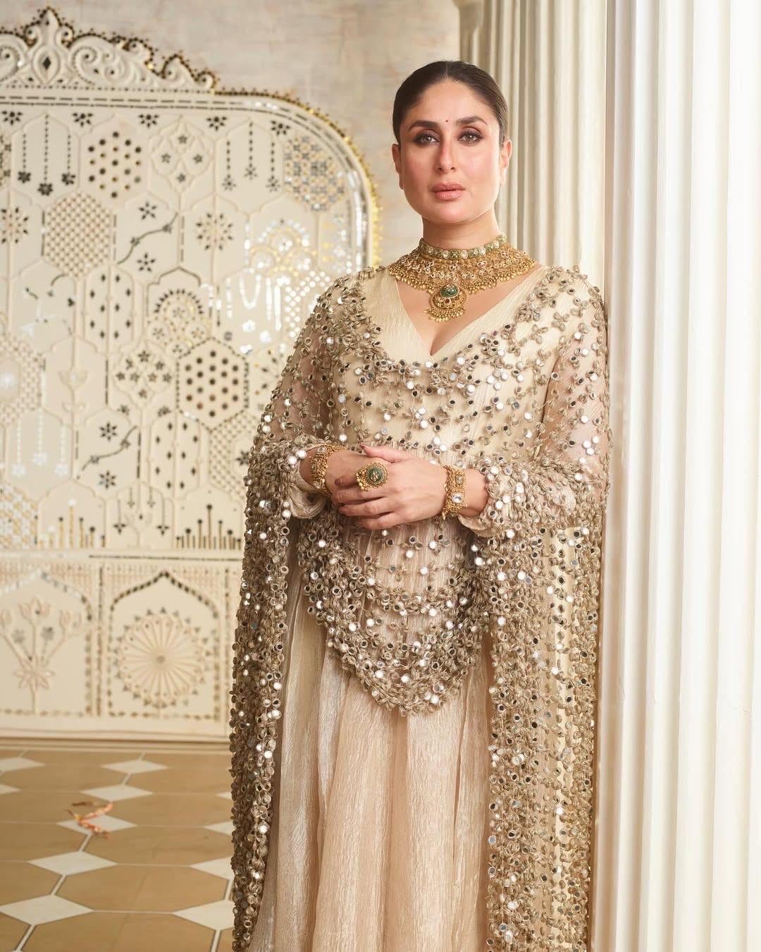 Mirror Work Bridal Dupatta: Gold Tissue Indian Wedding Shawl