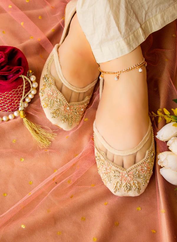 Handmade Velvet Jutti Flats, Ivory Bridal Shoes