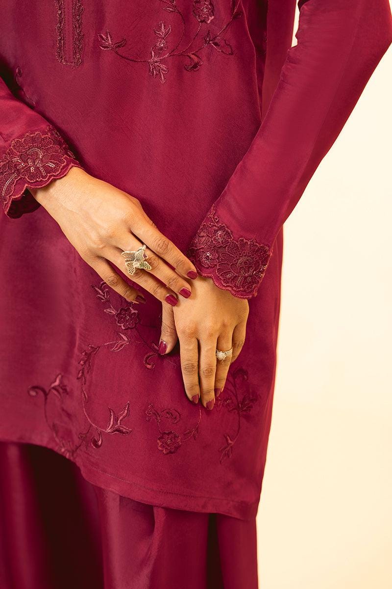 Embroidered Tassel Silk Farshi Shalwar Kameez: Pakistani 3-Piece Suit