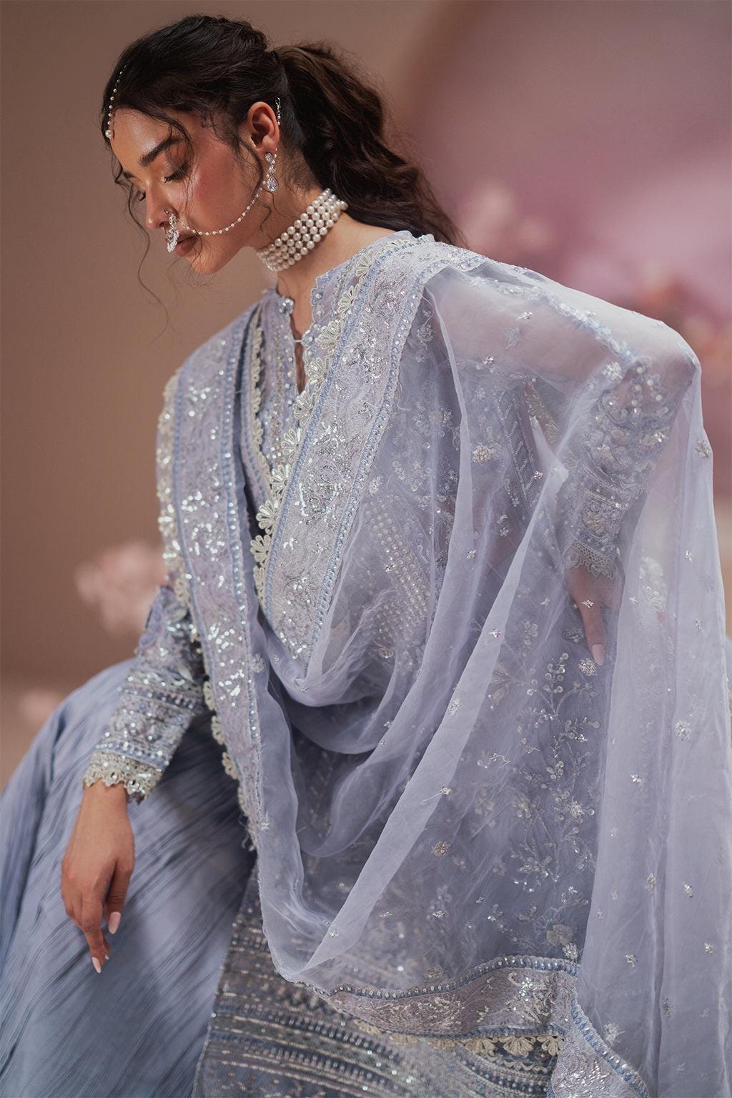 Embroidered Organza Pakistani Suit, Kamdani Partywear Dress