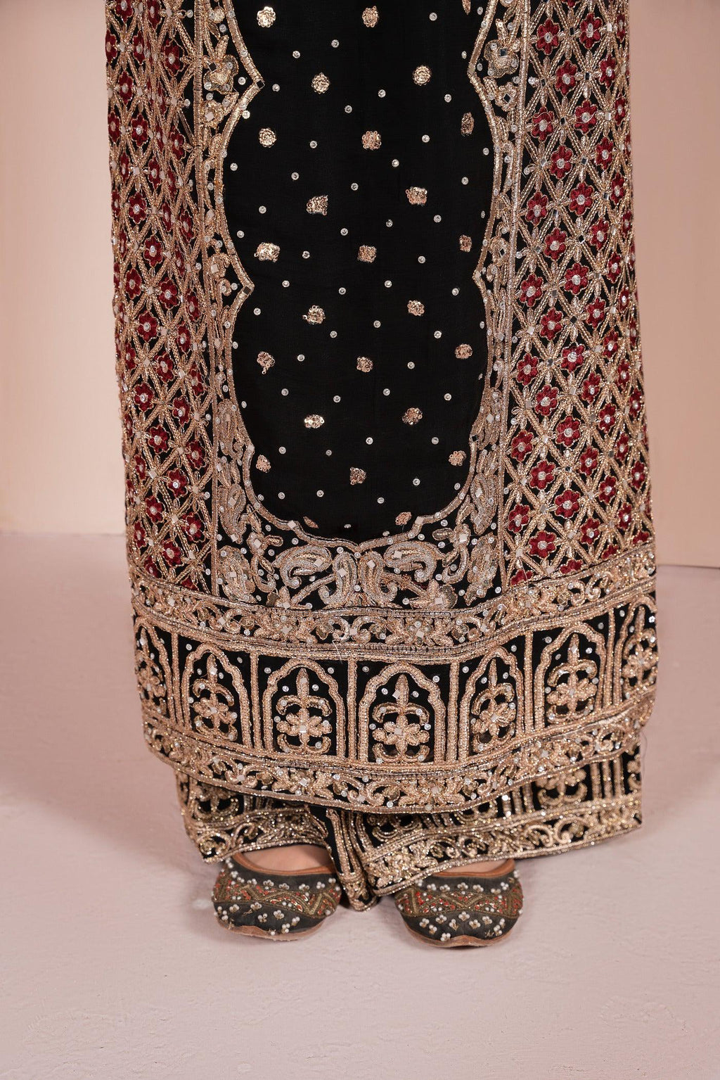 Chiffon Kamdani Indian Dress, Pakistani Long Shirt, Raw Silk Trouser, Organza Dupatta