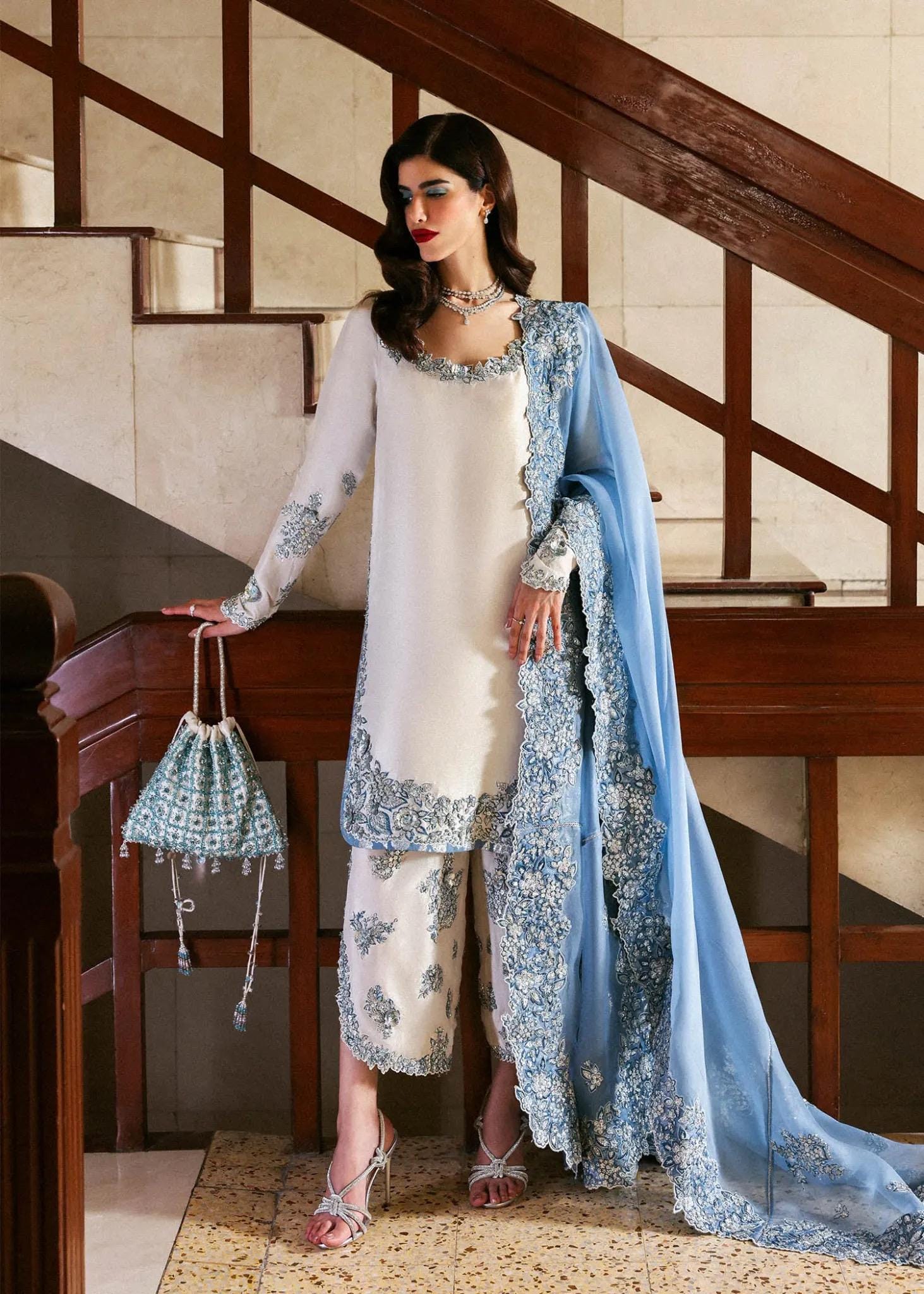 Embroidered Silk Salwar Kameez Suit, Indian Wedding Dress