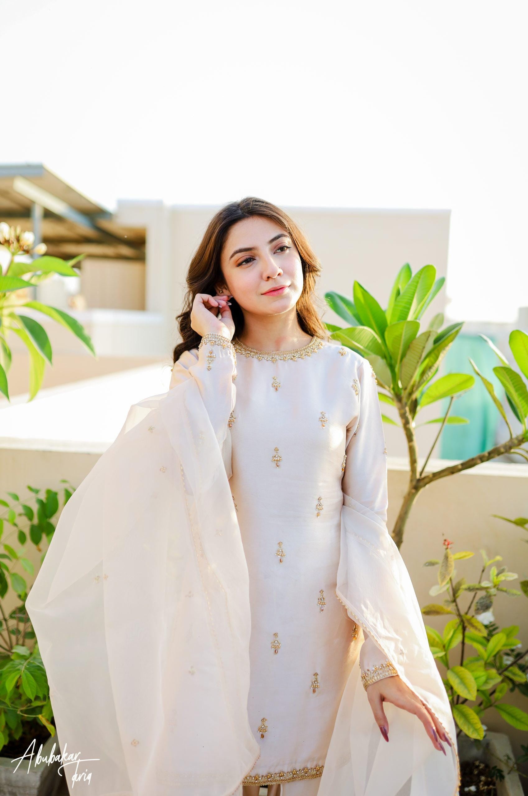 Ivory Farshi Shalwar Kameez: Kamdani Zari Silk Pakistani Wedding Suit