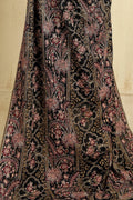 Embroidered Black indian raw silk cashmere Shawl: Indian Festive Wear