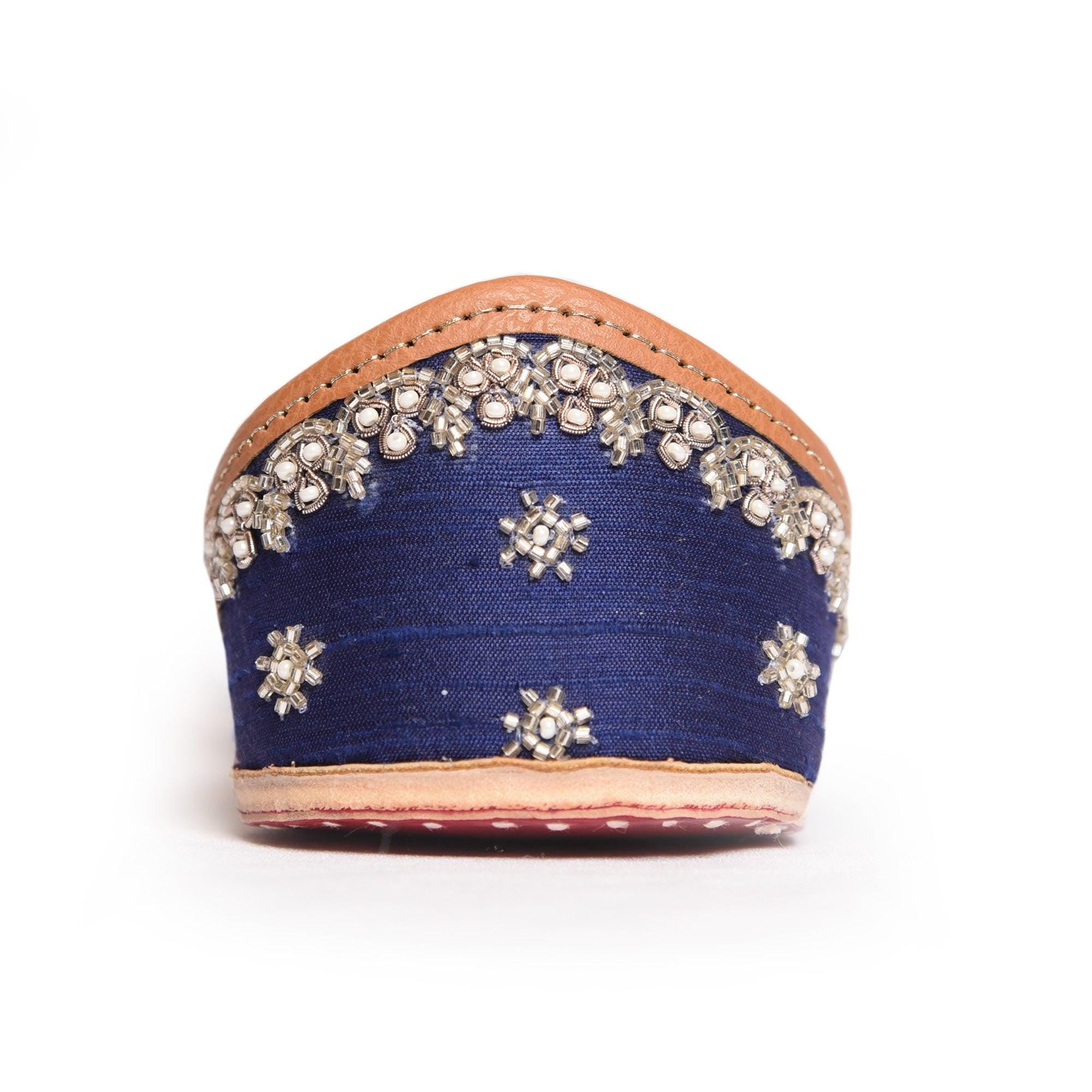 Blue Embroidered Jutti Shoes: Handcrafted Indian Khussa