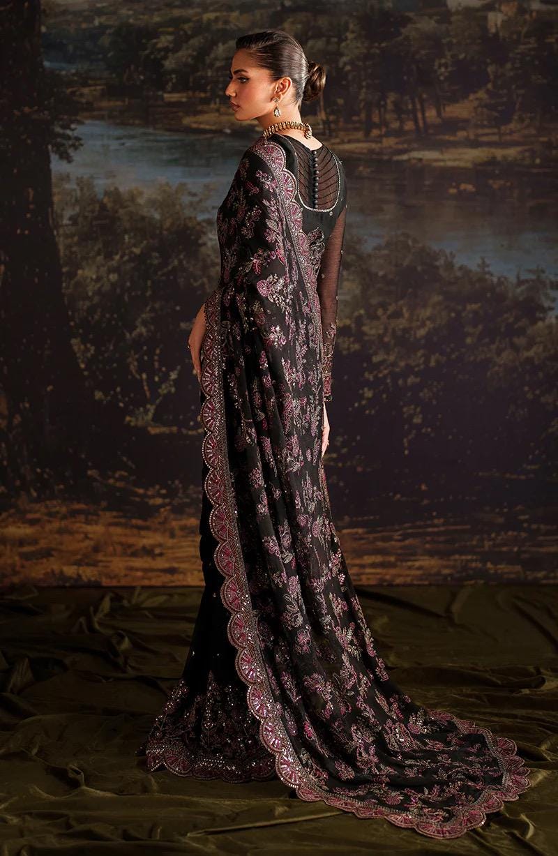 Black Sequins Embroidered Saree: Indian Party Wear, Matching Blouse