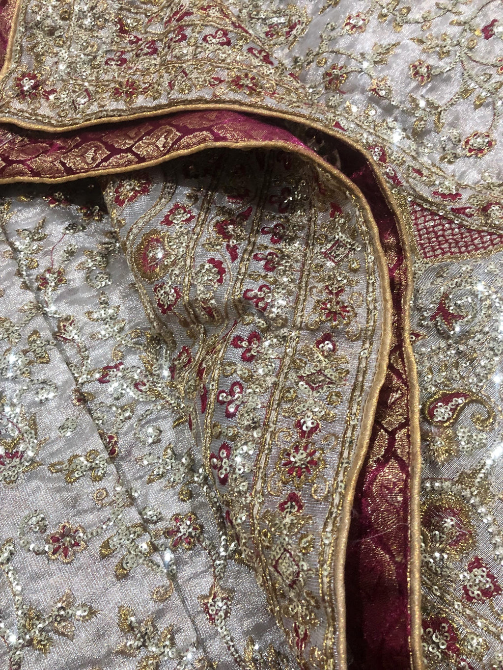 Hand Embroidered Gold Tissue fancy Dupatta: Indian Wedding Shawl