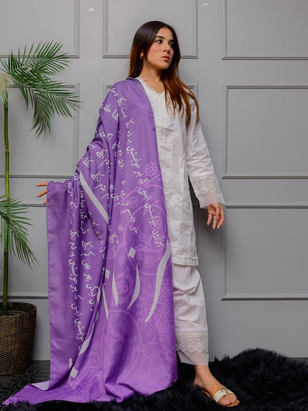 Elegant Arabic Calligraphy Scarf – Odhni| Lightweight Hijab | Modest Fashion ShawlDuppaata