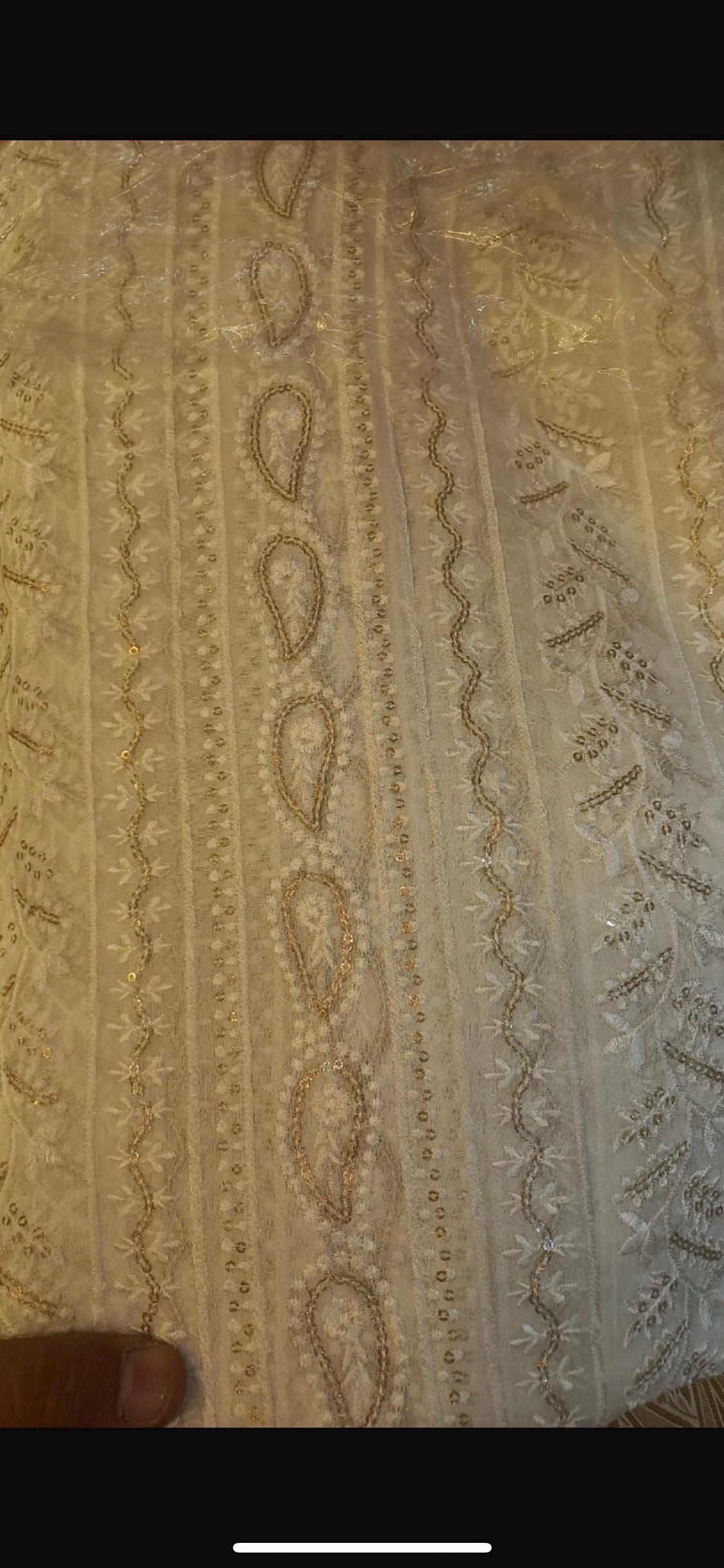 White Chicken Kari Shalwar Kameez, Sequins, Pakistani Designer Dress