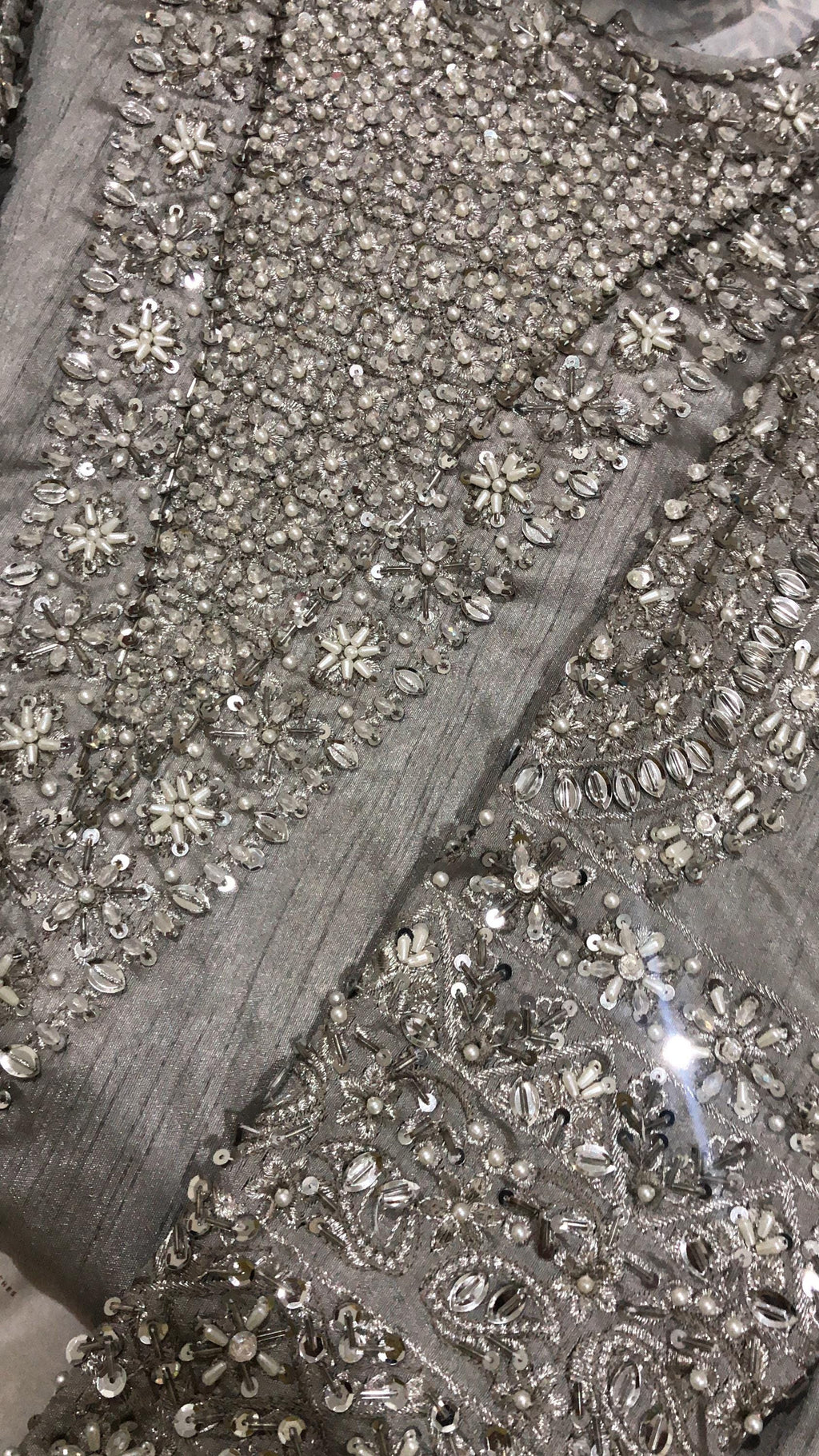 Grey Silk Salwar Kameez Suit, Embroidered Indian Wedding Dress