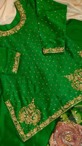 Hand-Painted Bridal Silk Sharara: Embroidered Organza Dupatta