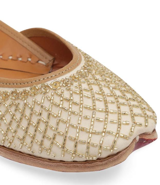 Gold Toned Jutti: Indian Wedding Khussa Flats, Punjabi Shoes