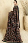 Black Embroidered Karandi Shawl: Kashmiri Thread Work Winter Duppata