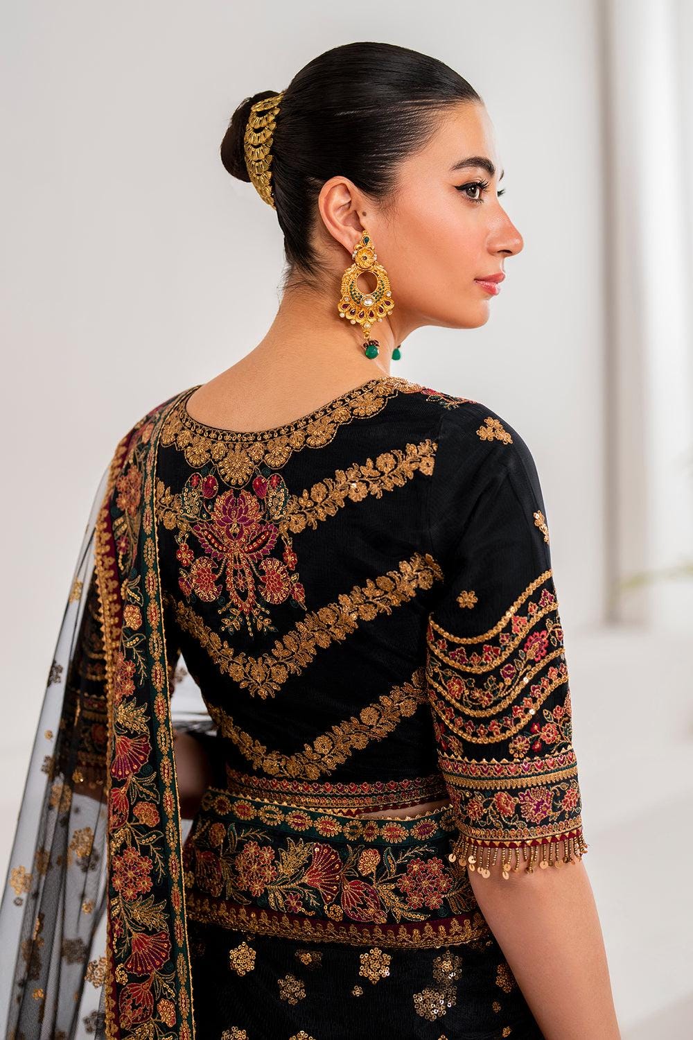 Black Threadwork Embroidered Net Saree, Indian Party Wear