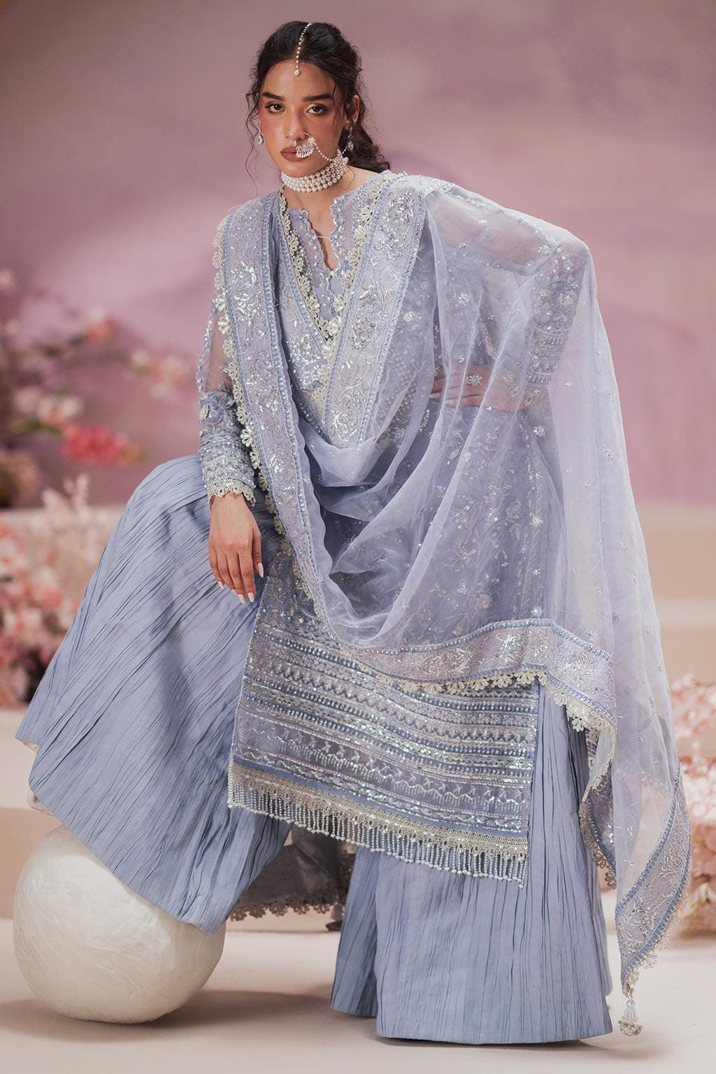 Embroidered Organza Pakistani Suit, Kamdani Partywear Dress