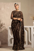 Brown Sequin Embroidered Saree, Designer Indian Sari