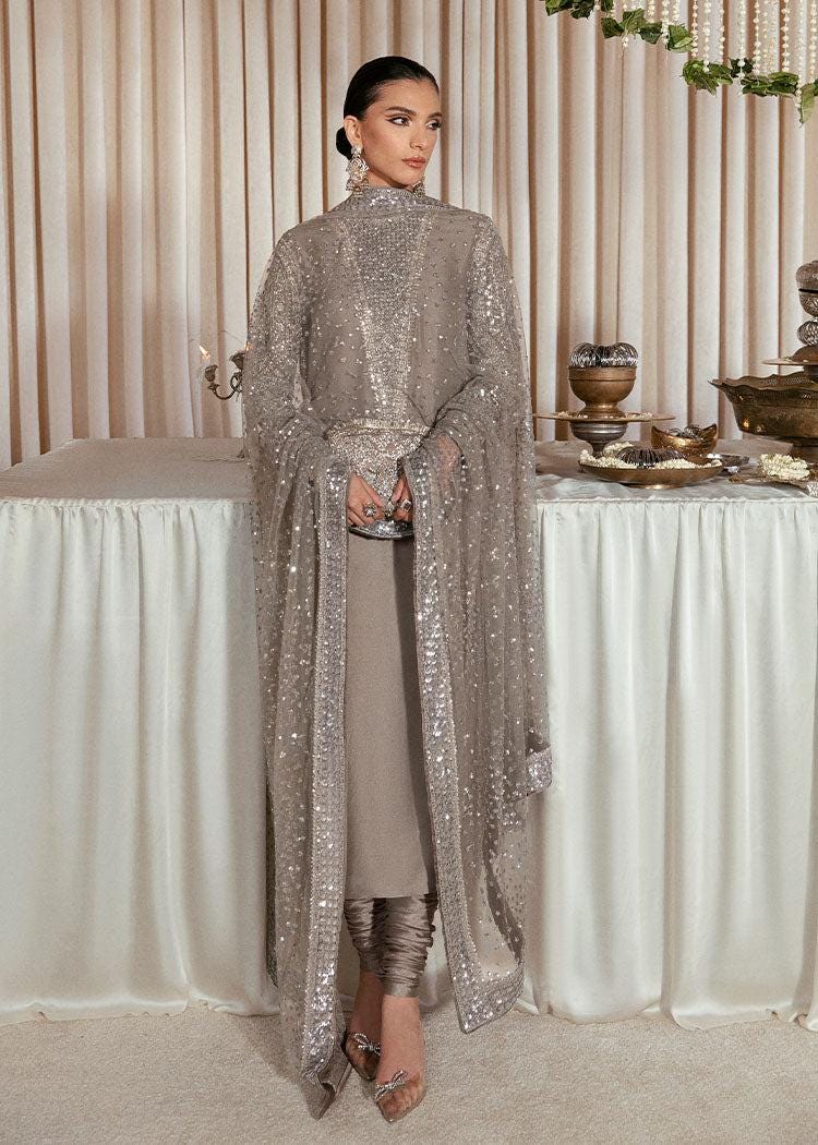 Grey Silk Salwar Kameez Suit, Embroidered Indian Wedding Dress