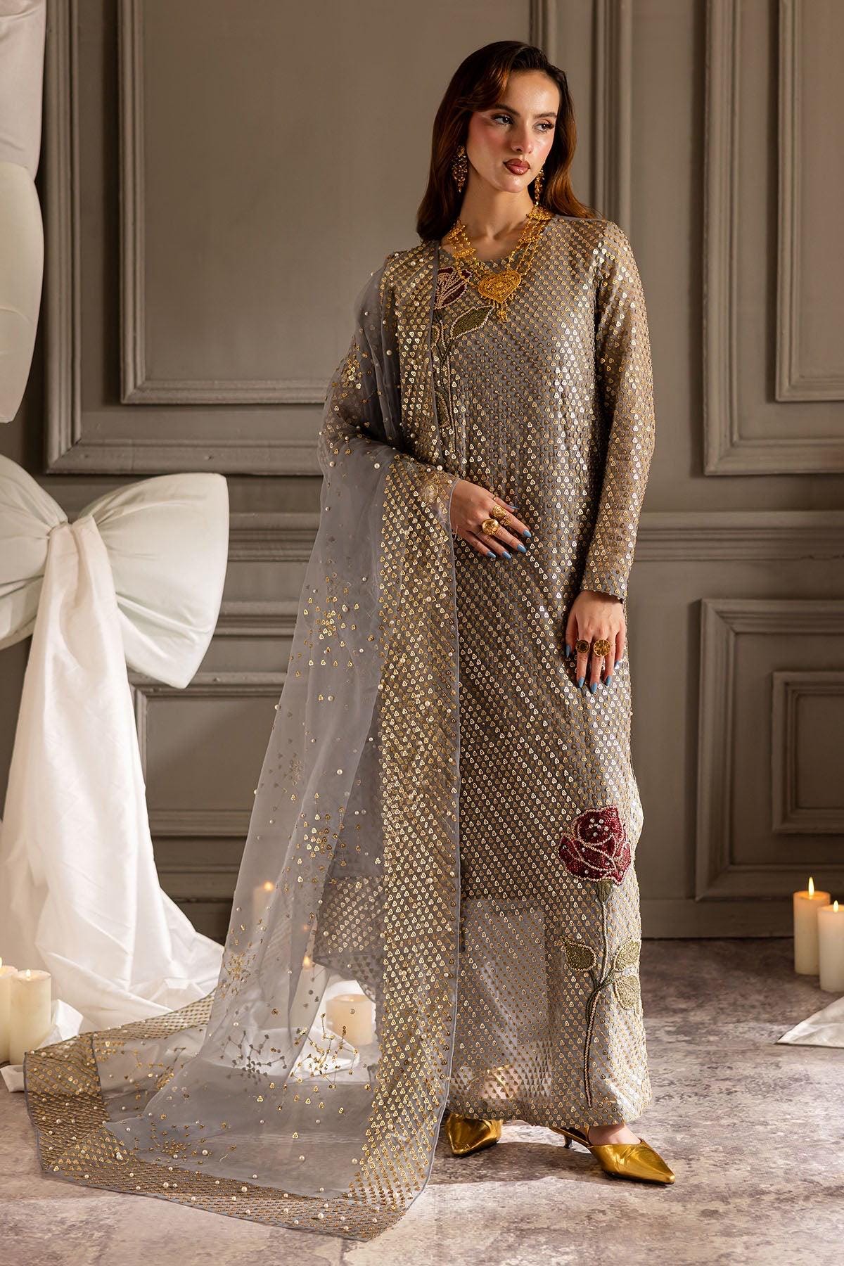 Grey Sequin Salwar Kameez Suit, Indian Wedding Dress