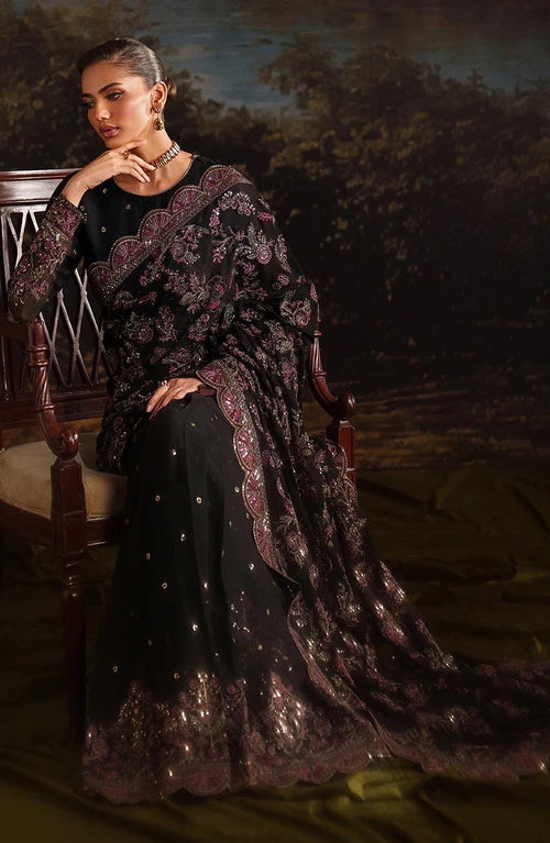 Black Sequins Embroidered Saree: Indian Party Wear, Matching Blouse
