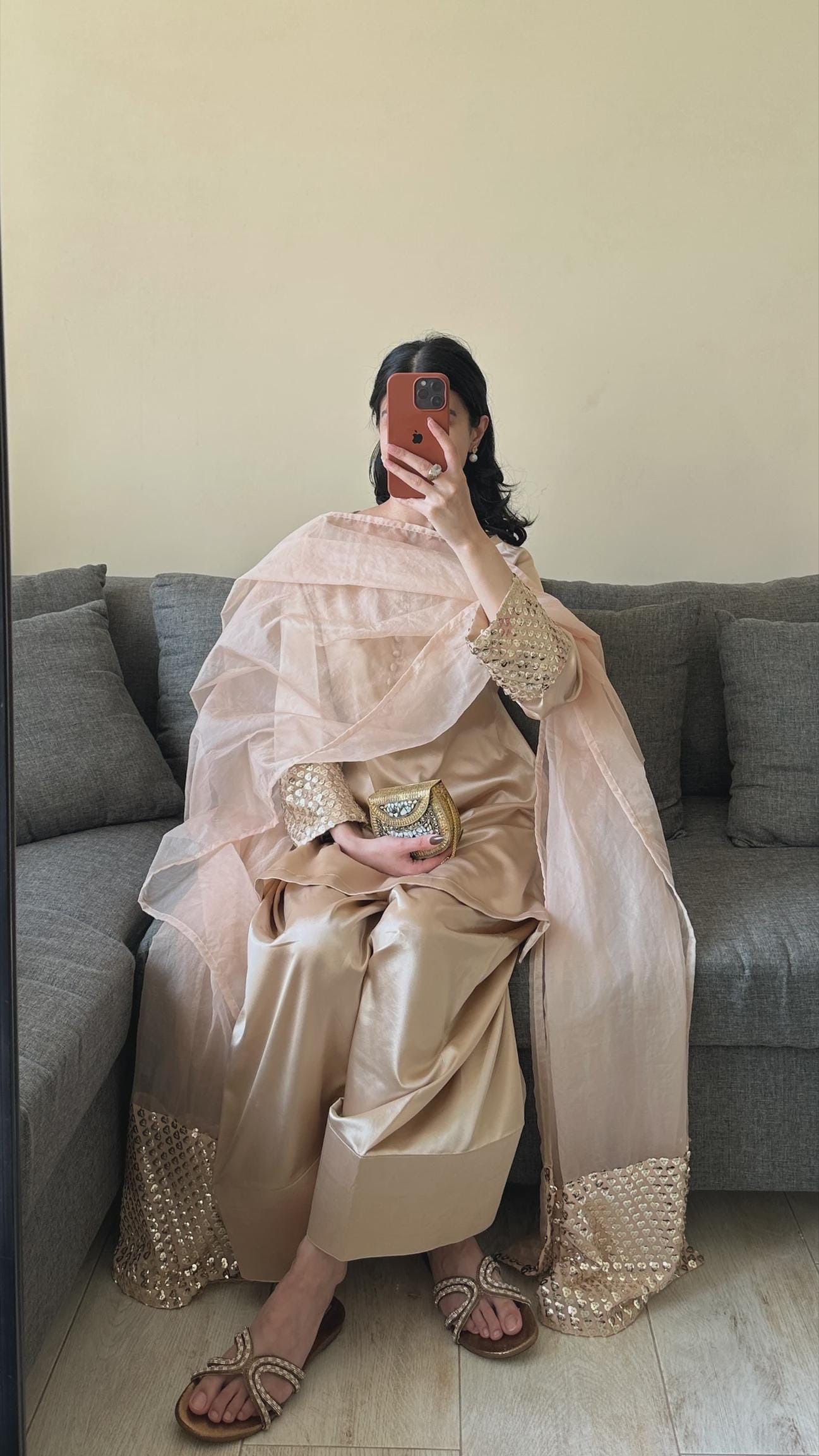 Gold Mirror silk color Farshi shalwar|Eid|Diwal|Free shippingi,Punjabi Suit |Farshi Suit Salwar Kameez Suits Stunning Three-Piece pakistani