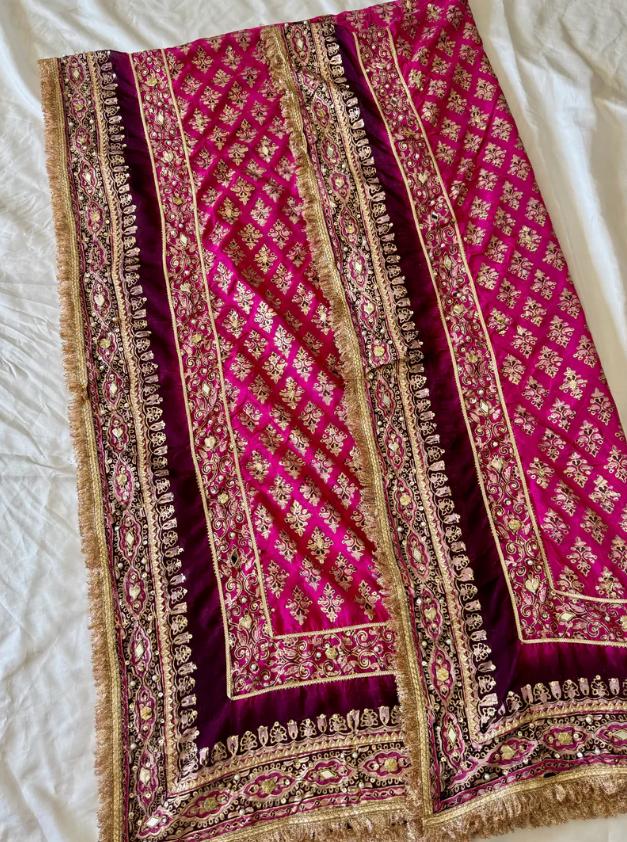 Silk Embellished Gota Dupatta, Pakistani Wedding Shawl