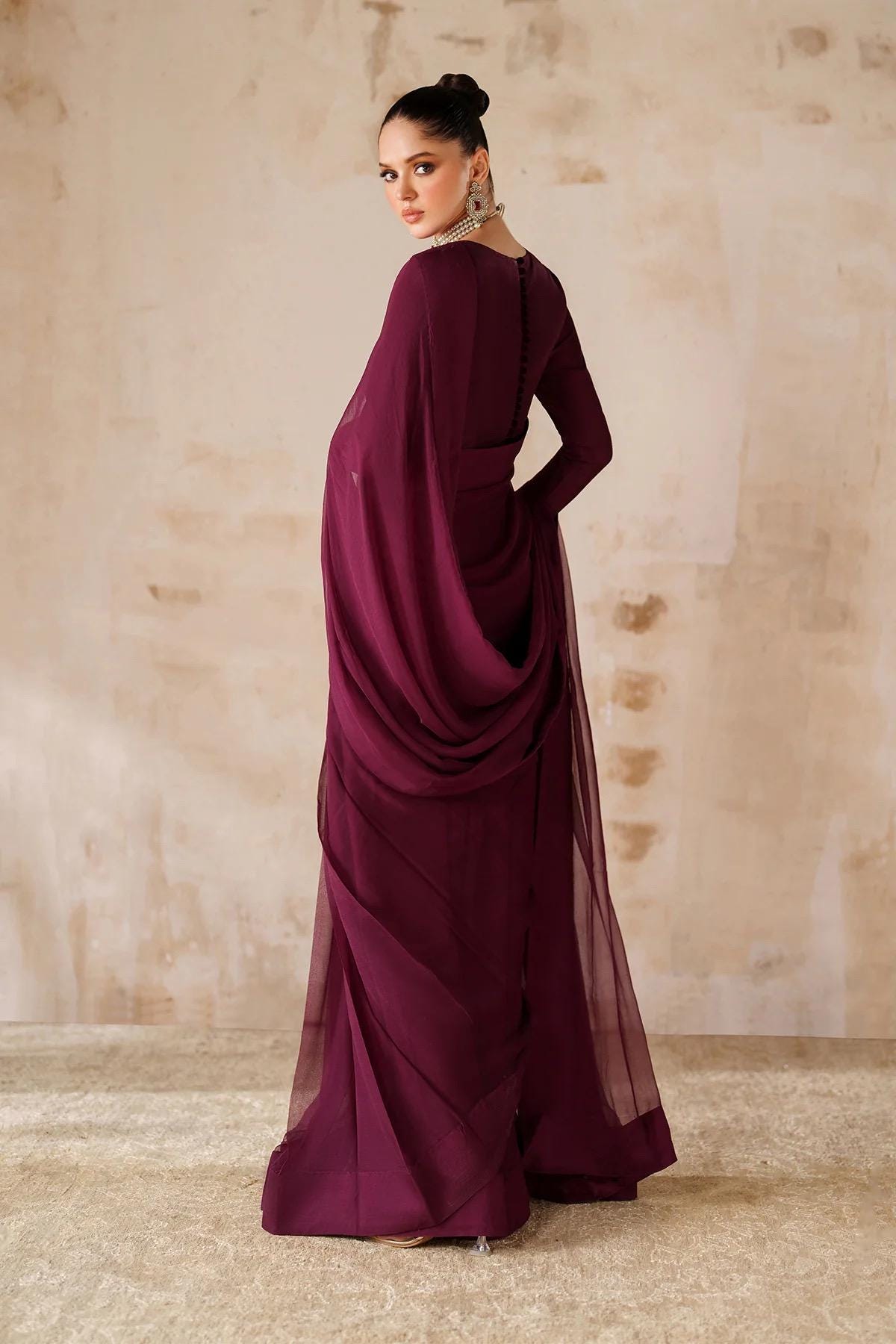 Plain Chiffon Saree, Indian Party Wear, Raw Silk Blouse