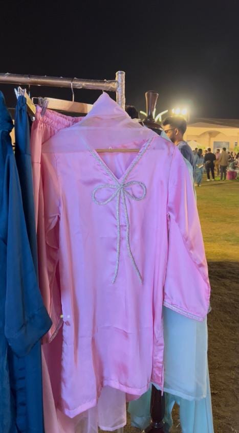 Whimsy Soft Bow Farshi Shalwar, Traditional Shalwar kameez for Women's|pink farshi shalwar|grey farshi shalwar,Free shipping