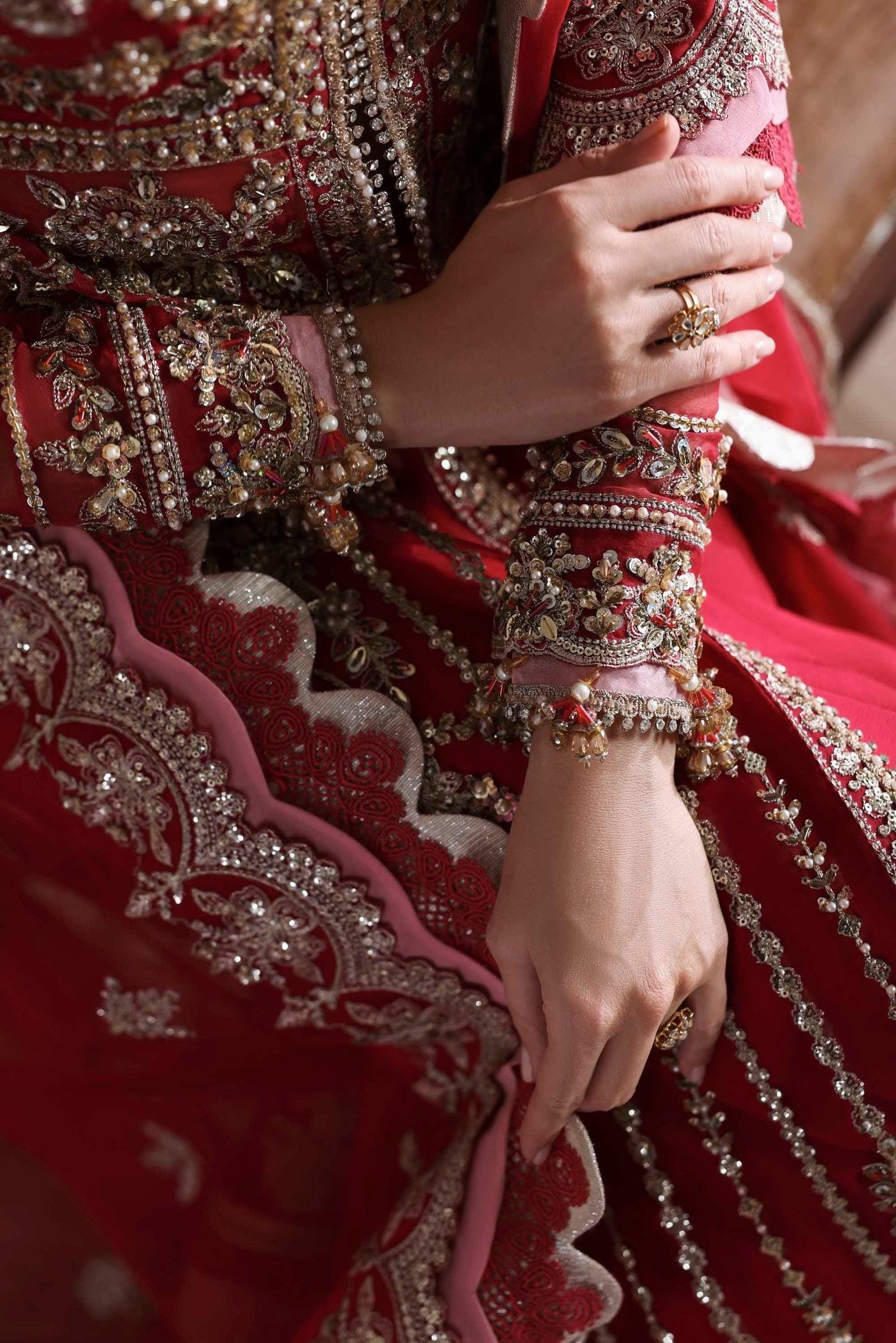 Magenta Kamdani Lehenga, Pakistani Indian Wedding Dress