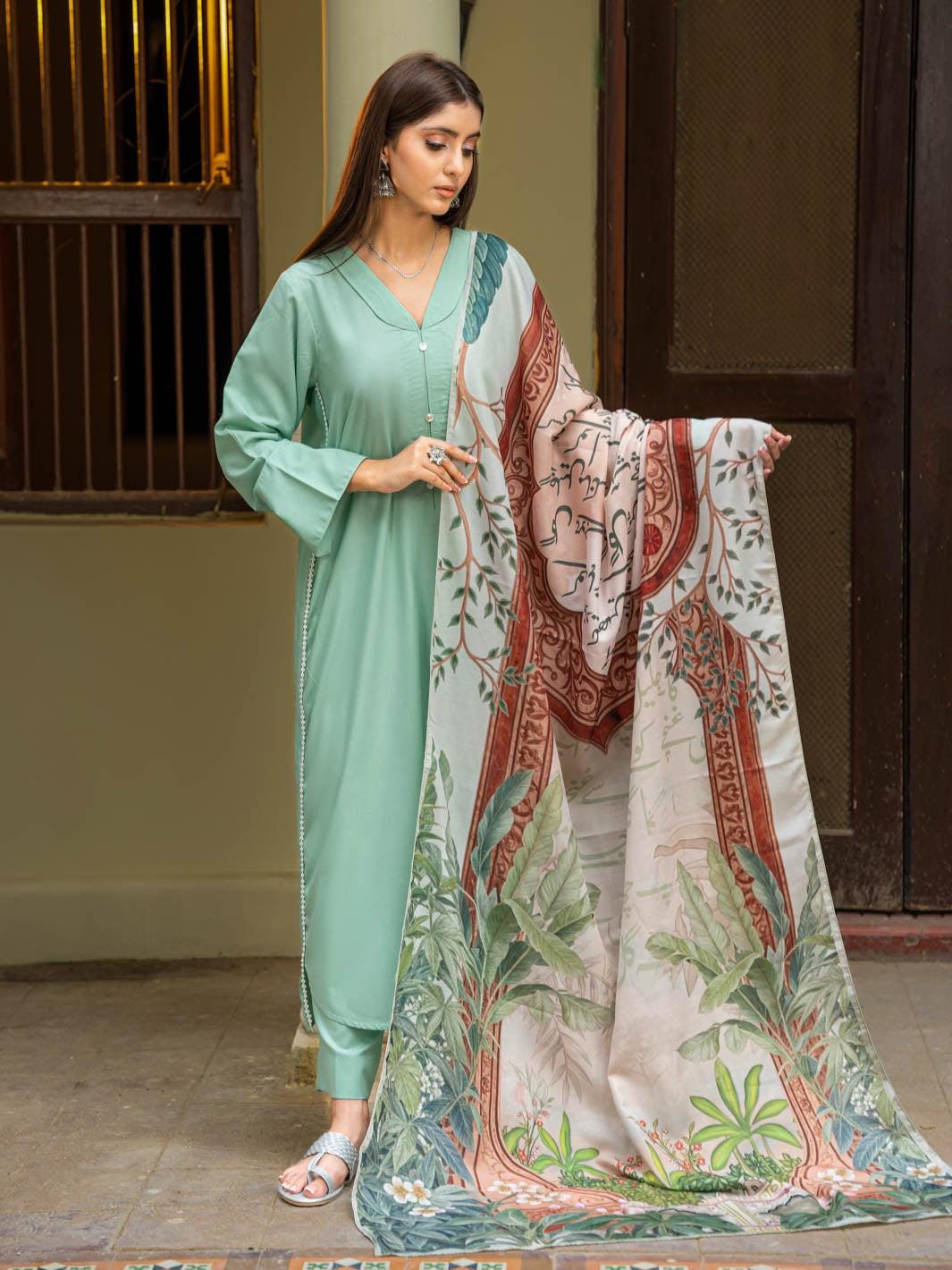 Printed Arabic Urdu Poetry Scarf – Lightweight Polly Lawn Hijab