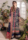 Blue Pakistani Bridal Guest Suit: Embroidered Chiffon 3pc Dress