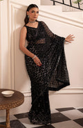 Black Sequin Saree with Embroidered Blouse: Indian Party Wear