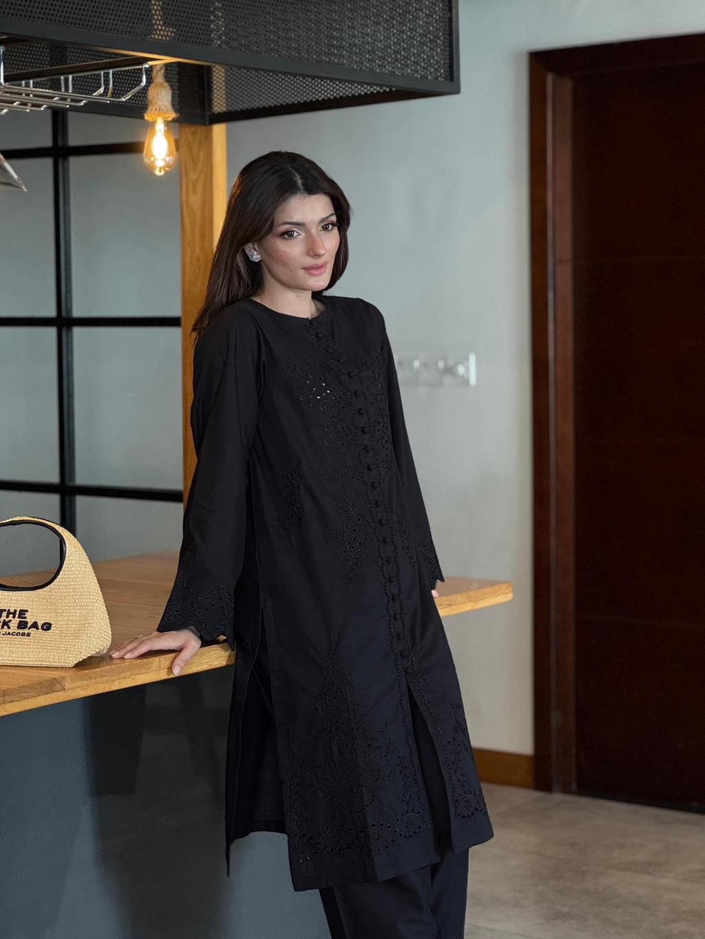 Noriaa Mushq - Black Schiffli CO-ORD Set