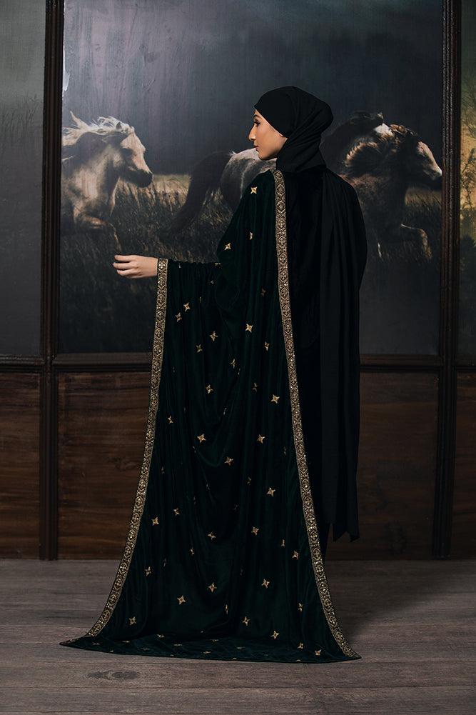 green twinkle  Velvet Bridal Shawl, Kashmiri Style