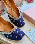 Blue Embroidered Jutti Shoes: Handcrafted Indian Khussa