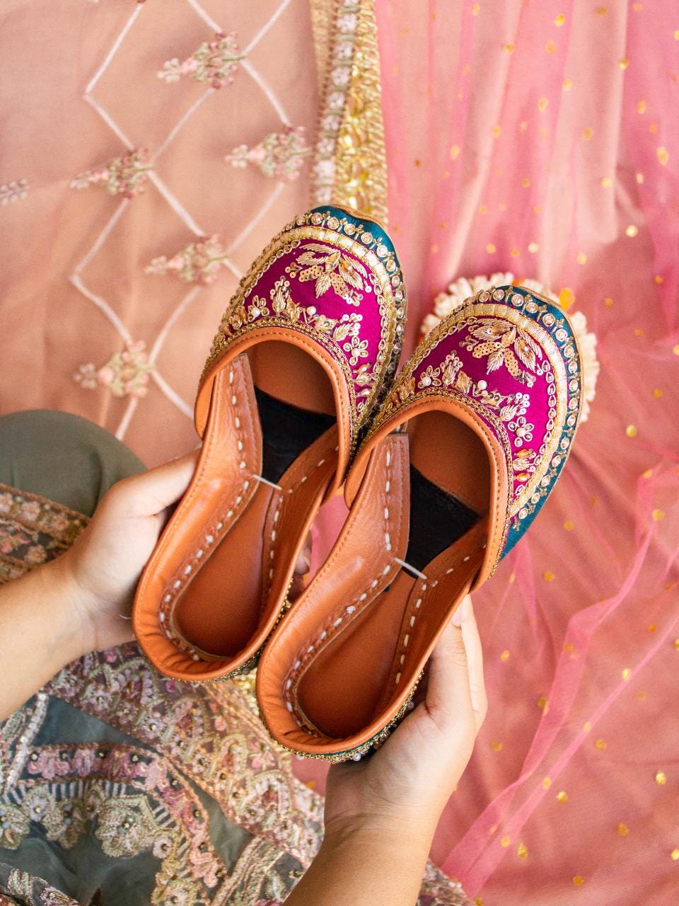 Handmade Khussa Shoes for Women – Custom Sahal Khussay Punjabi Jutti – Traditional Wedding & Festive Footwear