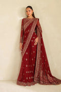 Red Chiffon Saree, Sequins Embroidered Indian Party Wear