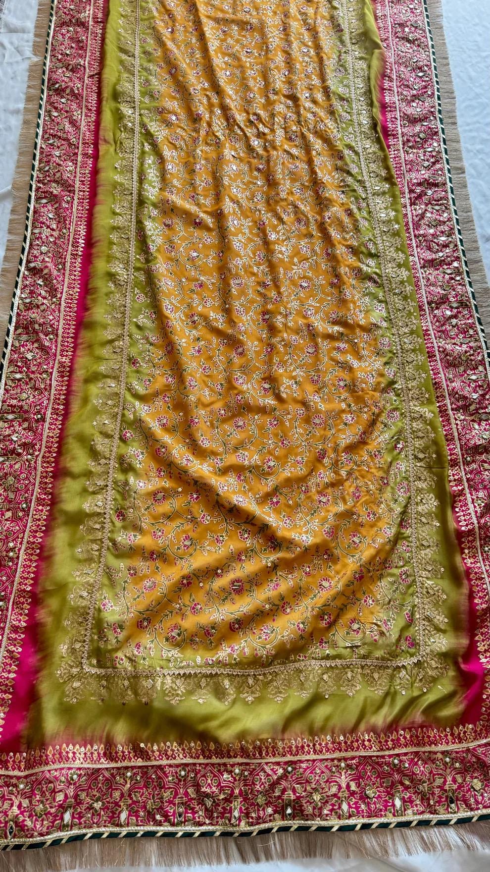 Embroidered Raw Silk Mayoun Set, Gotta & Mukesh Work, 3pc